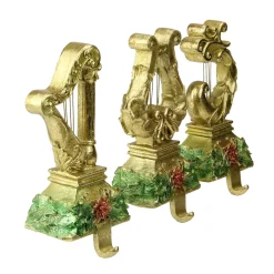 Glittered Harp Christmas Stocking Holders - 7