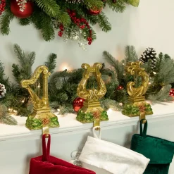 Glittered Harp Christmas Stocking Holders - 7
