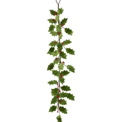 Glittered Holly with Berry Christmas Garland - 3.5' x 9" - Unlit