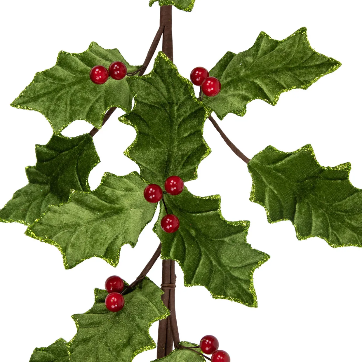 Glittered Holly with Berry Christmas Garland - 3.5' x 9" - Unlit