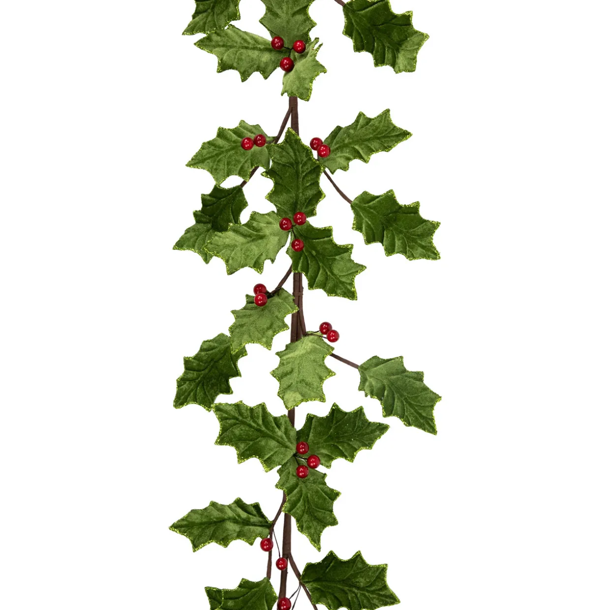 Glittered Holly with Berry Christmas Garland - 3.5' x 9" - Unlit