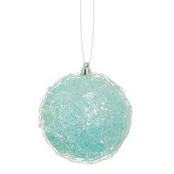 Glittered Ice Blue Shatterproof Snowy Winter Christmas Ball Ornament 3.25" (80mm)