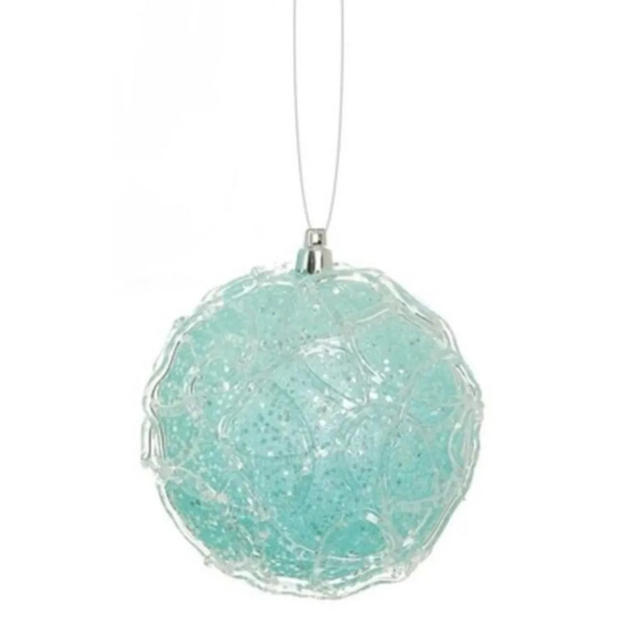 Glittered Ice Blue Shatterproof Snowy Winter Christmas Ball Ornament 3.25" (80mm)