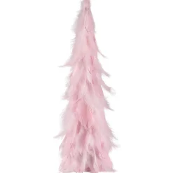 Glittered Layered Feather Cone Tree Christmas Decoration - 19.5" - Pink