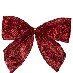 Glittered 2-Loop Christmas Bow Decorations - 5.5