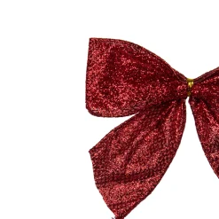 Glittered 2-Loop Christmas Bow Decorations - 5.5