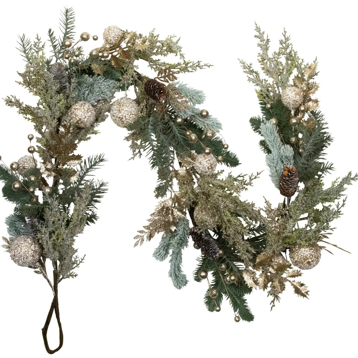Glittered Mixed Foliage with Ornaments Artificial Christmas Garland - 6' x 7" - Unlit