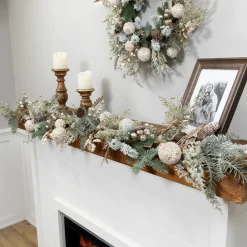 Glittered Mixed Foliage with Ornaments Artificial Christmas Garland - 6' x 7" - Unlit