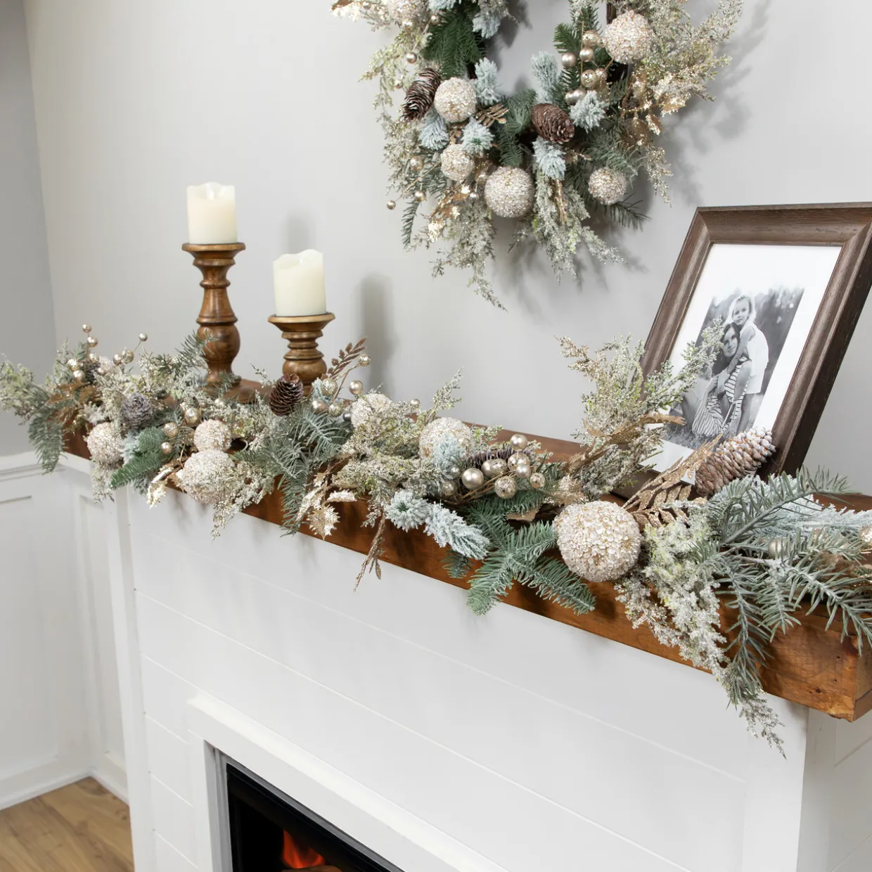 Glittered Mixed Foliage with Ornaments Artificial Christmas Garland - 6' x 7" - Unlit