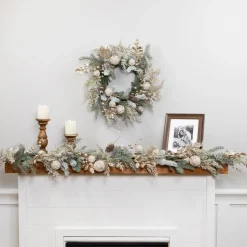 Glittered Mixed Foliage with Ornaments Artificial Christmas Garland - 6' x 7