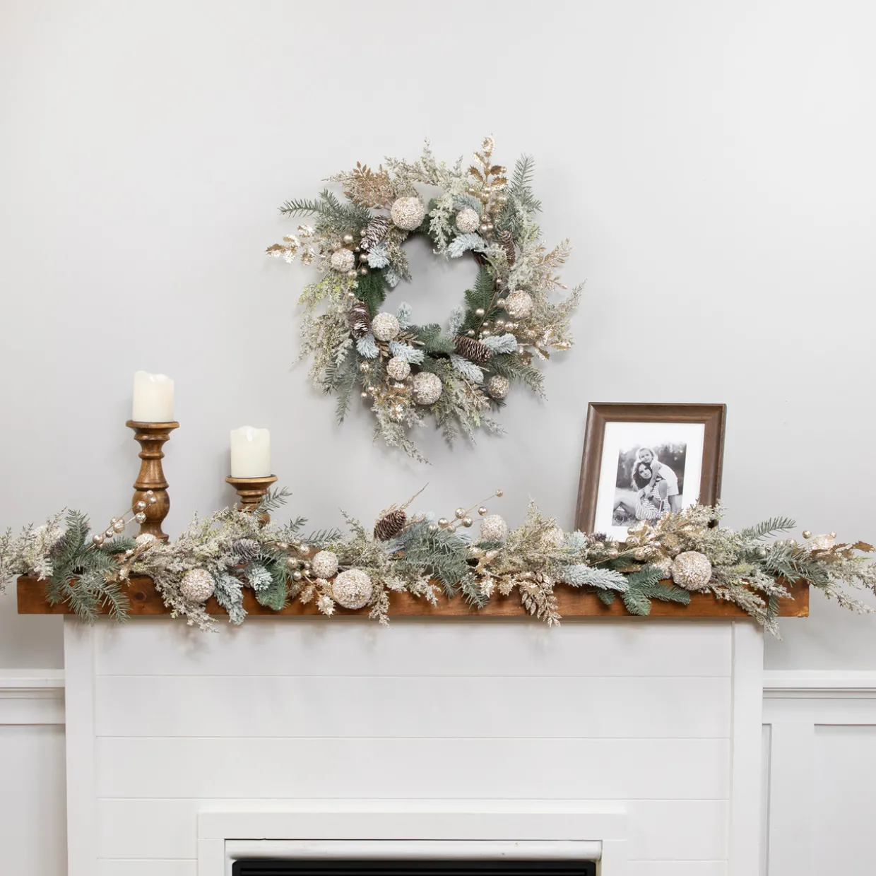 Glittered Mixed Foliage with Ornaments Artificial Christmas Garland - 6' x 7" - Unlit