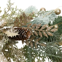 Glittered Mixed Foliage with Ornaments Artificial Christmas Garland - 6' x 7