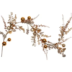 Glittered Mixed Leaves and Berries Artificial Christmas Garland - 6' x 9" - Unlit