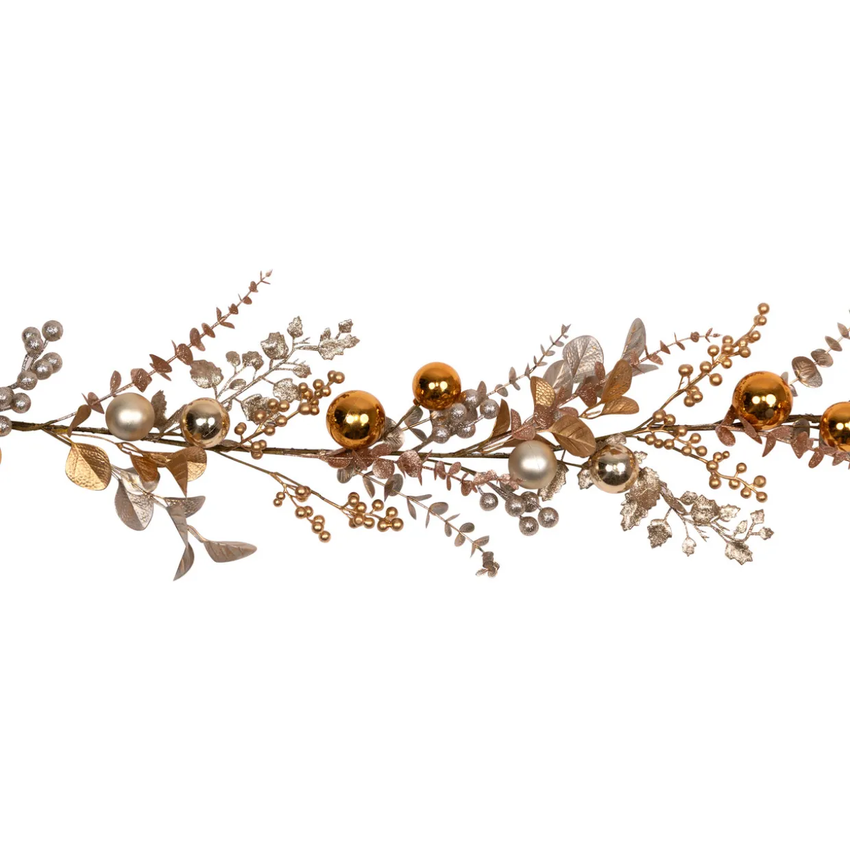 Glittered Mixed Leaves and Berries Artificial Christmas Garland - 6' x 9" - Unlit