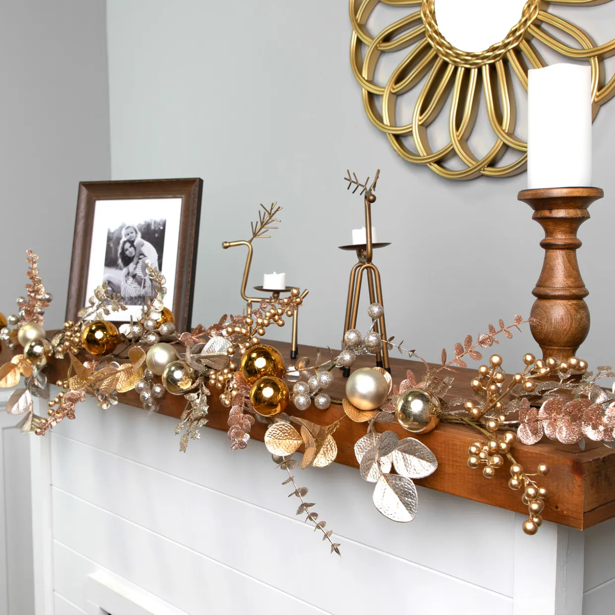 Glittered Mixed Leaves and Berries Artificial Christmas Garland - 6' x 9" - Unlit