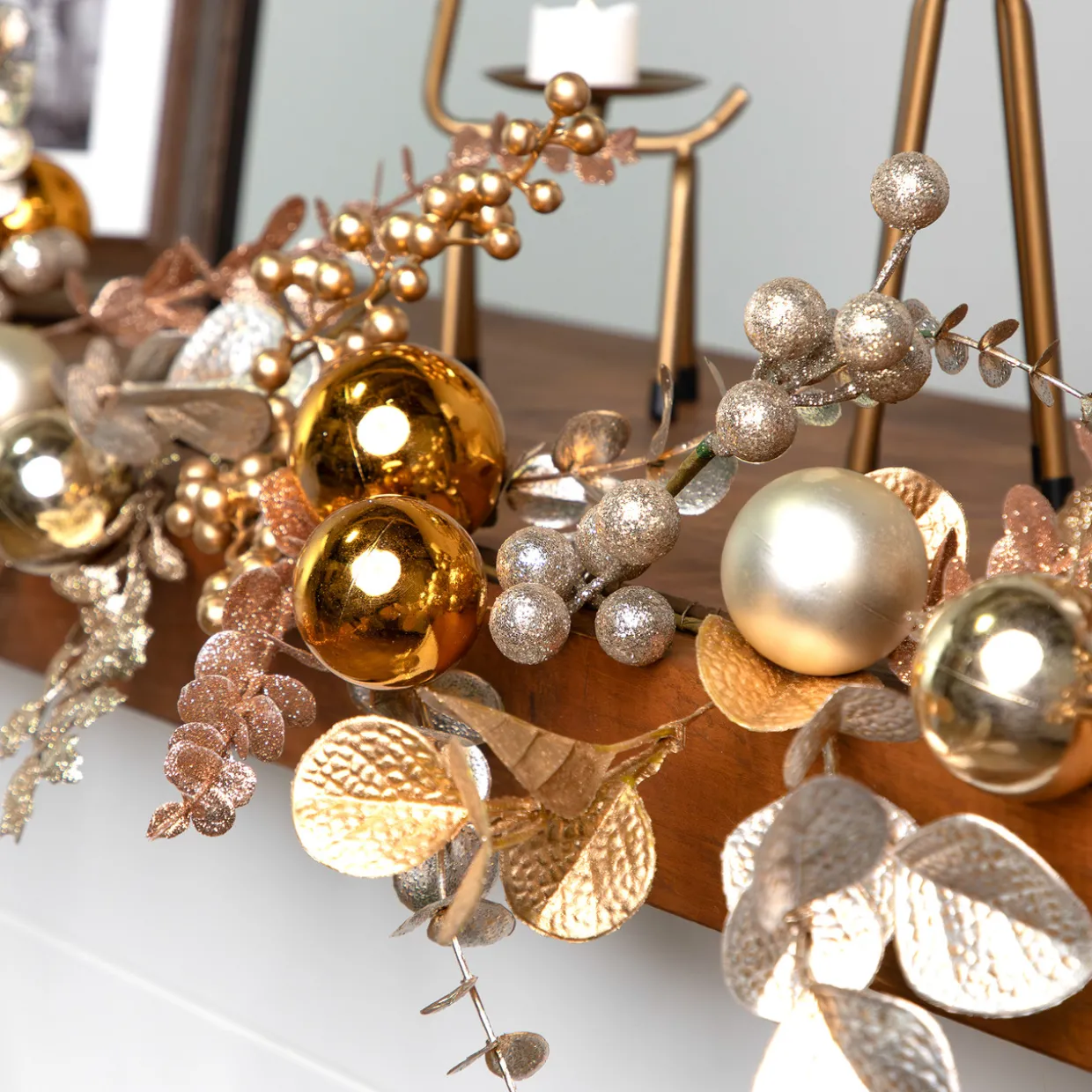 Glittered Mixed Leaves and Berries Artificial Christmas Garland - 6' x 9" - Unlit