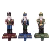 Glittered Nutcracker Stocking Holders - 7.75" - Blue, Red and Green - Set of 3
