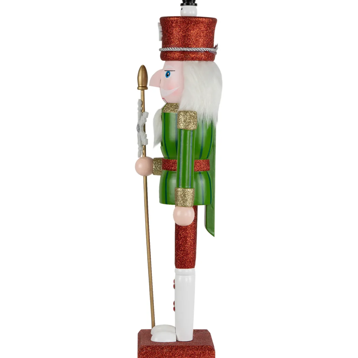 Glittered Nutcracker with Snowflake Scepter Christmas Figure - 15" - Red and Green