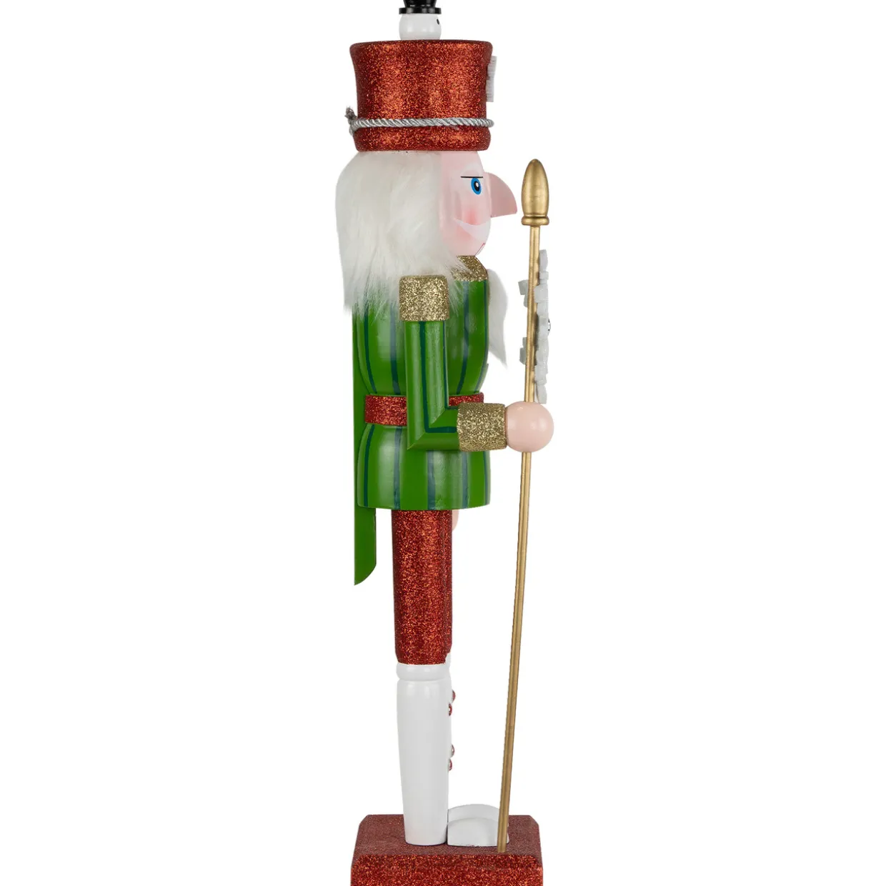 Glittered Nutcracker with Snowflake Scepter Christmas Figure - 15" - Red and Green