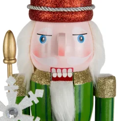 Glittered Nutcracker with Snowflake Scepter Christmas Figure - 15