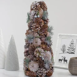 Glittered Pinecone Berry Christmas Tree - 16.5" - Green and Brown
