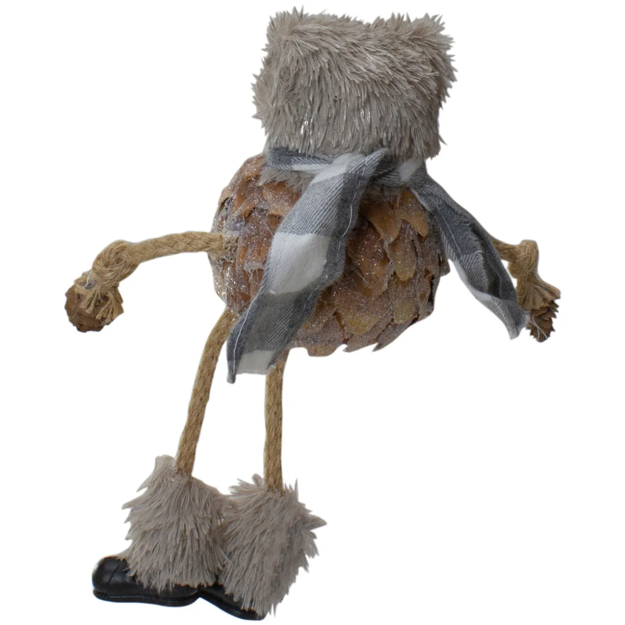 Glittered Pinecone Fuzzy Bear Christmas Figure - 5.5"