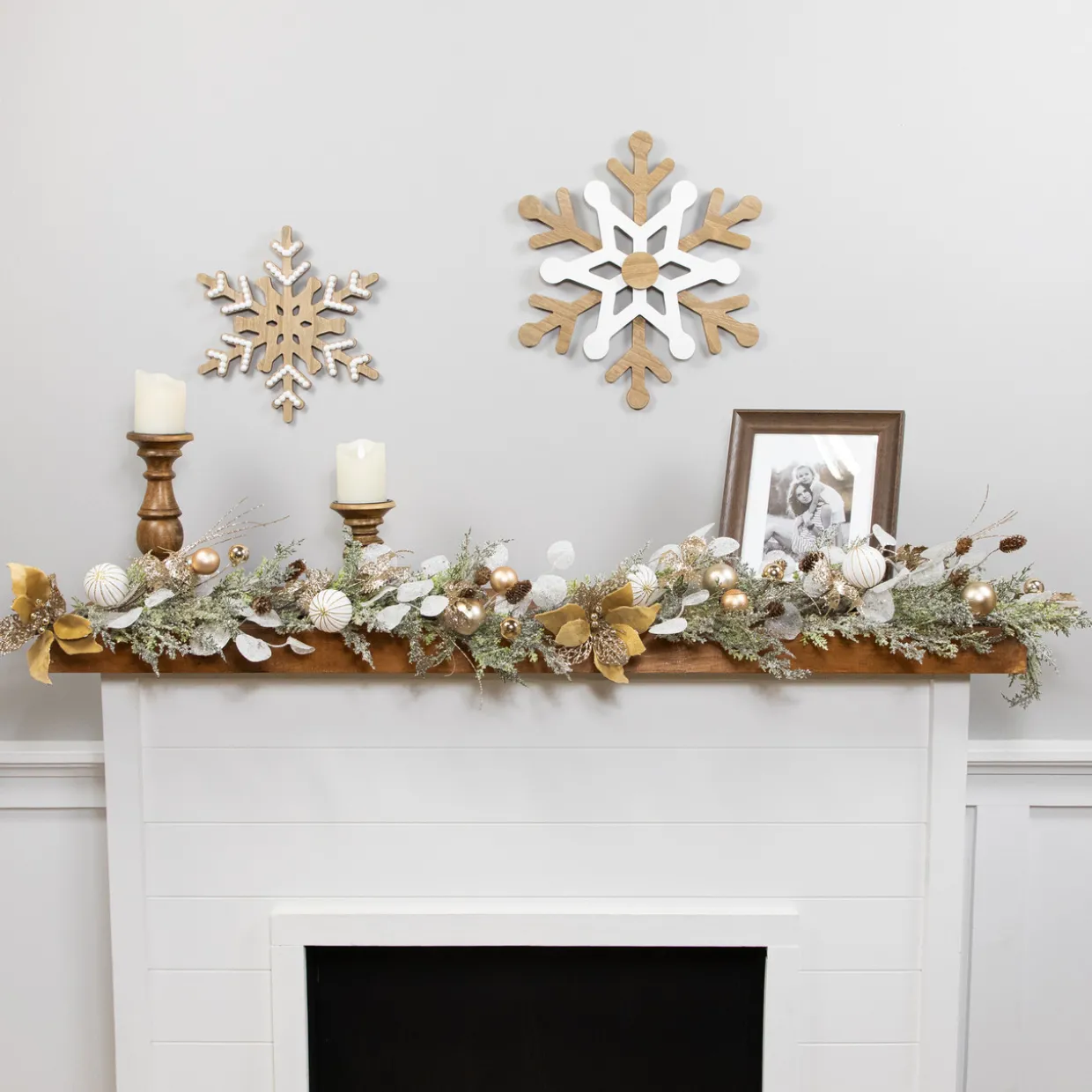 Glittered Poinsettia and Ornaments Artificial Christmas Garland - 6' x 7" - Unlit