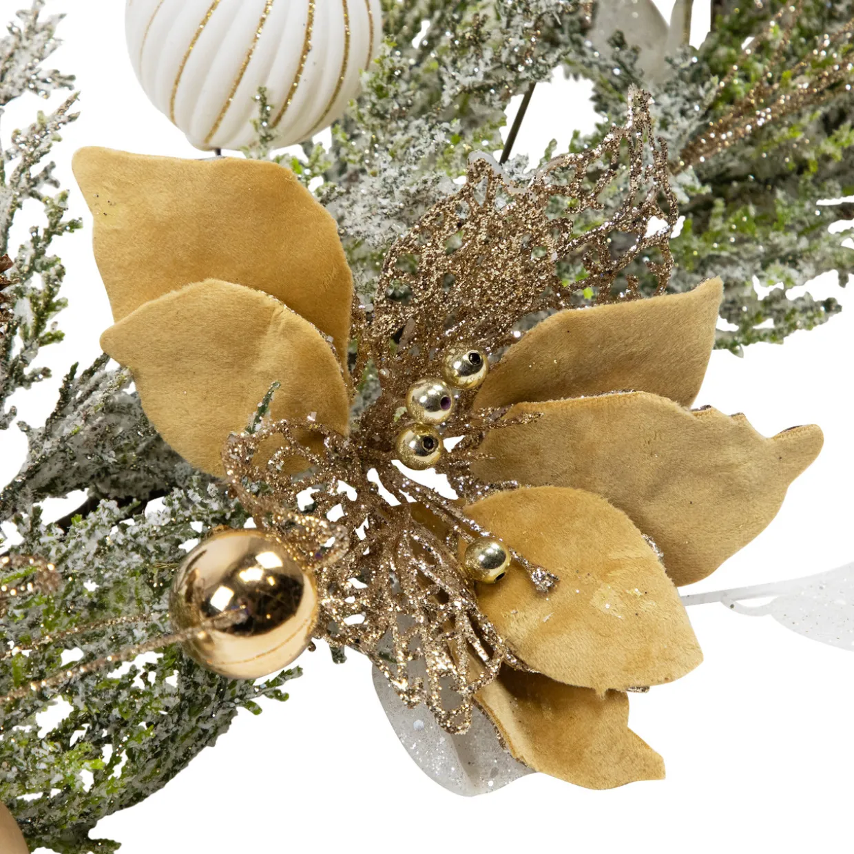 Glittered Poinsettia and Ornaments Artificial Christmas Garland - 6' x 7" - Unlit