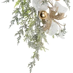 Glittered Poinsettia and Ornaments Artificial Christmas Garland - 6' x 7