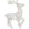 Glittered Rattan Reindeer Outdoor Christmas Decoration - 30" - White - Clear Lights