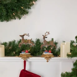 Glittered Reindeer Christmas Stocking Holders - 9.5" - Set of 2