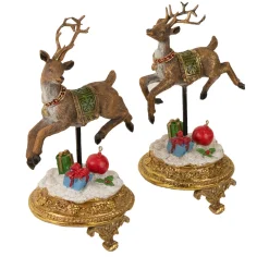 Glittered Reindeer Christmas Stocking Holders - 9.5