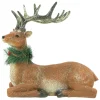 Glittered Sitting Deer with Pine Neck Wreath Christmas Decoration - 10"