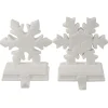 Glittered Snowflake Christmas Stocking Holder - 6.5” - White - Set of 2