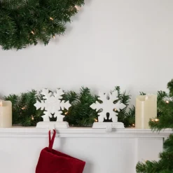 Glittered Snowflake Christmas Stocking Holder - 6.5” - White - Set of 2