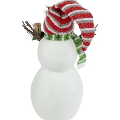 Glittered Snowman with Broom Christmas Figure - 14