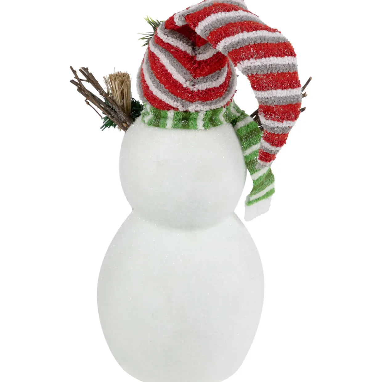 Glittered Snowman with Broom Christmas Figure - 14"