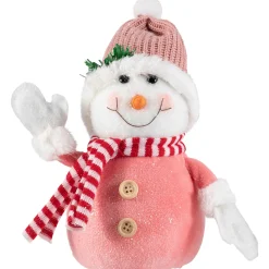 Glittered Snowman with Knitted Hat Christmas Figurine - 8.5"