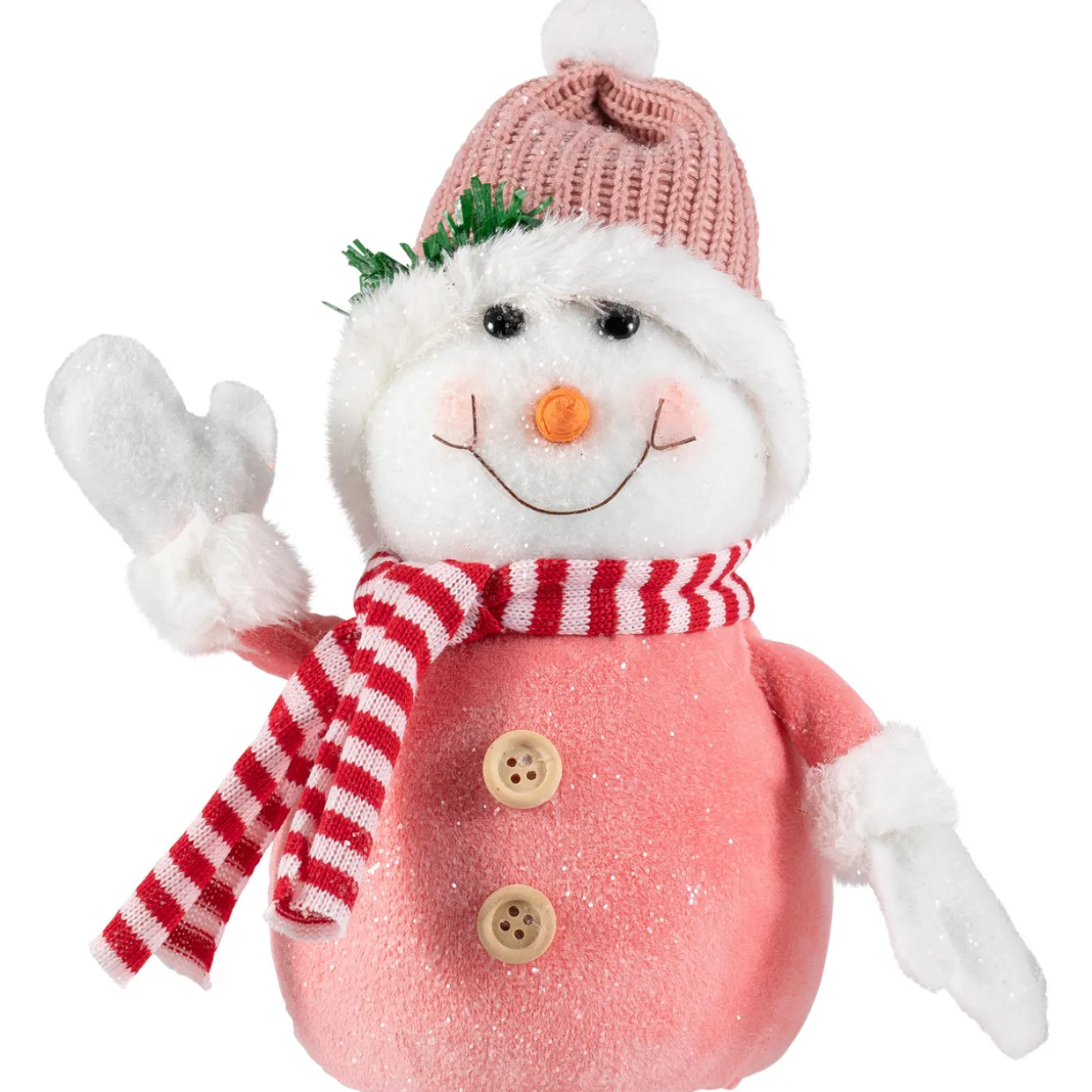 Glittered Snowman with Knitted Hat Christmas Figurine - 8.5"