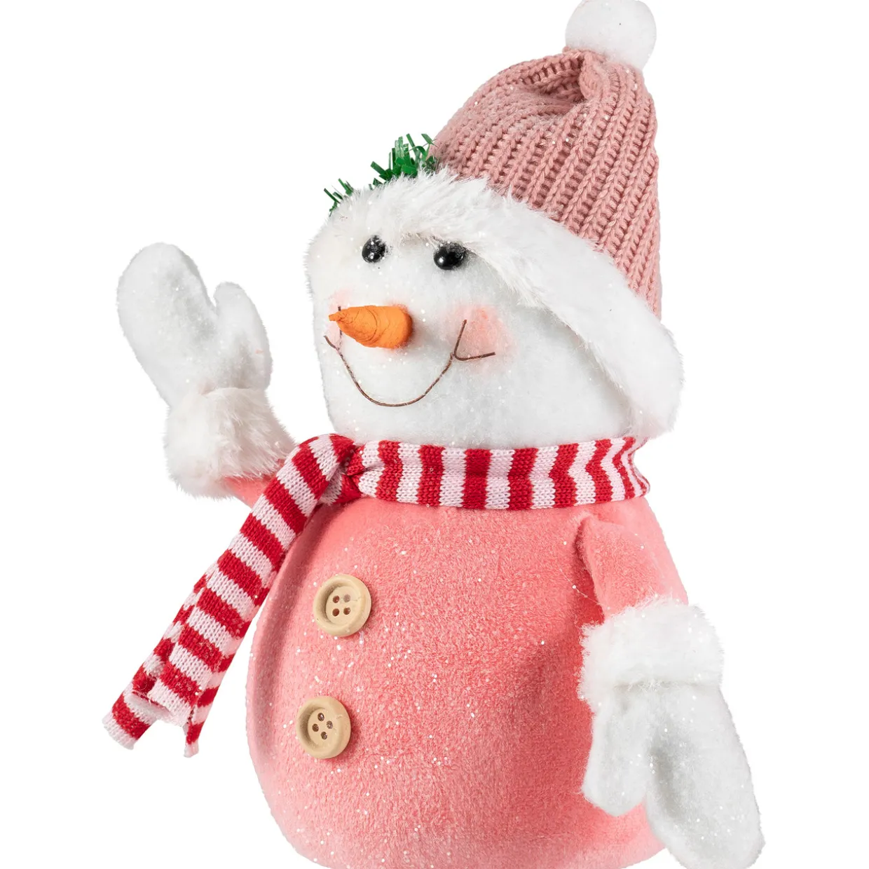 Glittered Snowman with Knitted Hat Christmas Figurine - 8.5"