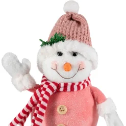 Glittered Snowman with Knitted Hat Christmas Figurine - 8.5