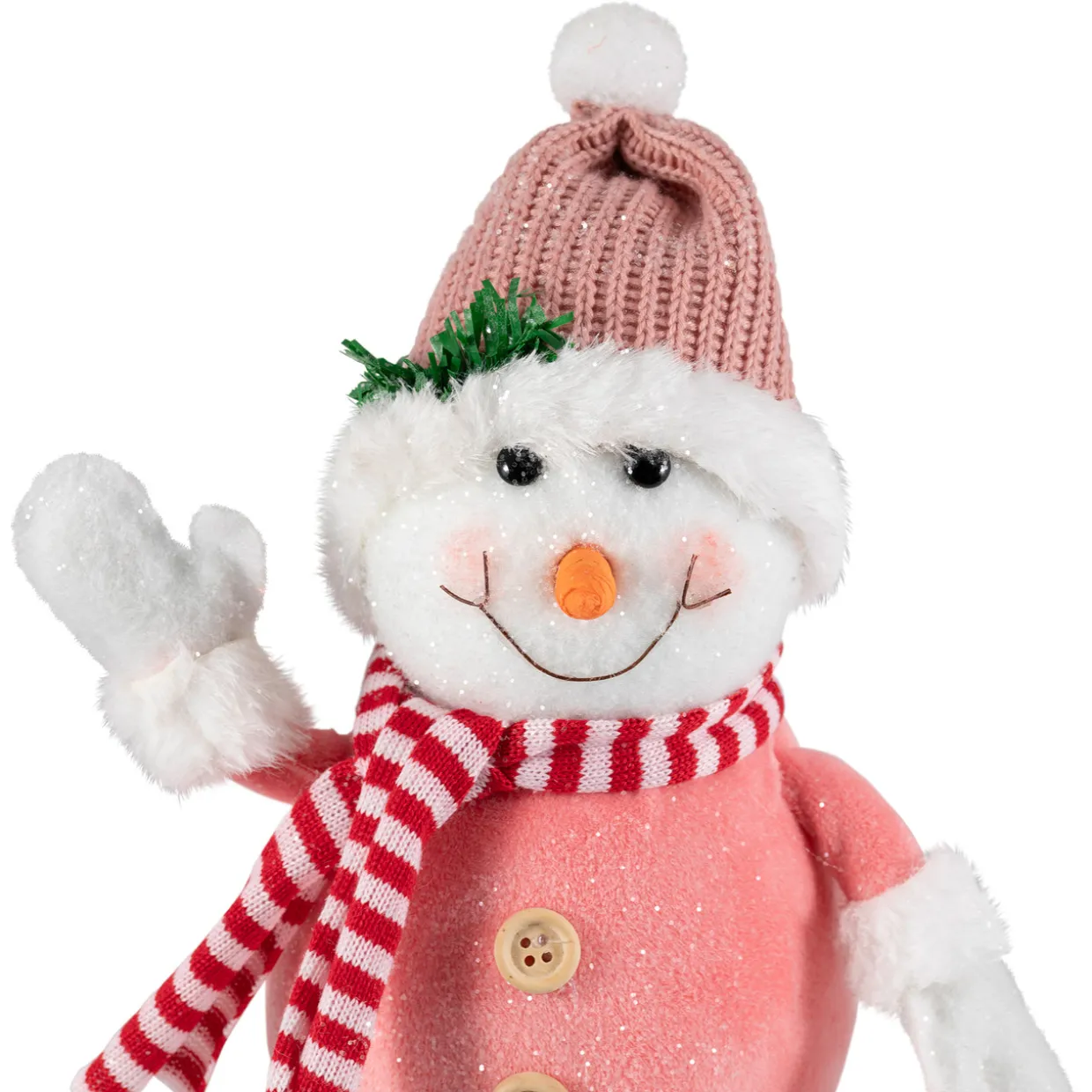 Glittered Snowman with Knitted Hat Christmas Figurine - 8.5"
