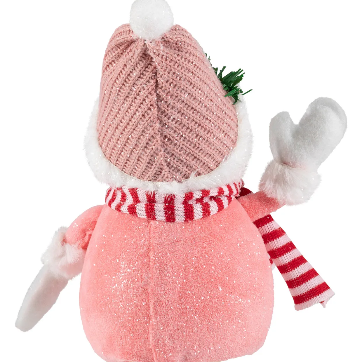 Glittered Snowman with Knitted Hat Christmas Figurine - 8.5"