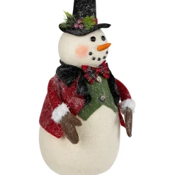 Glittered Snowman with Vest and Bow Tie Christmas Figure - 12.5