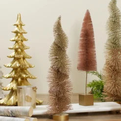 Glittered Spiral Sisal Christmas Tree Decoration - 14" - Gold Finish