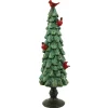 Glittered Tree with Cardinals Christmas Decoration - 11" - Green and Red