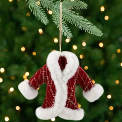 Glittered Winter Coat with Plush Trim Christmas Ornament - 6.5" - Red