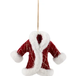 Glittered Winter Coat with Plush Trim Christmas Ornament - 6.5" - Red