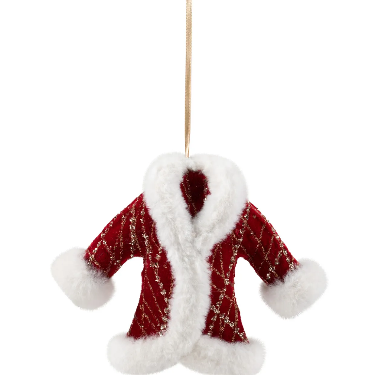 Glittered Winter Coat with Plush Trim Christmas Ornament - 6.5" - Red