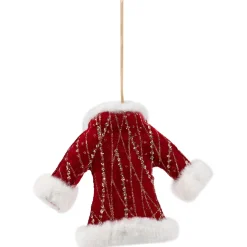 Glittered Winter Coat with Plush Trim Christmas Ornament - 6.5